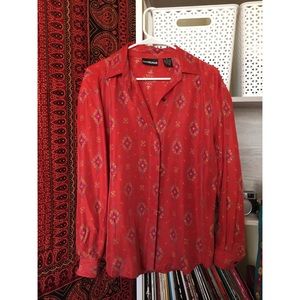 100% Silk Shirt w/ Ethnic Motif